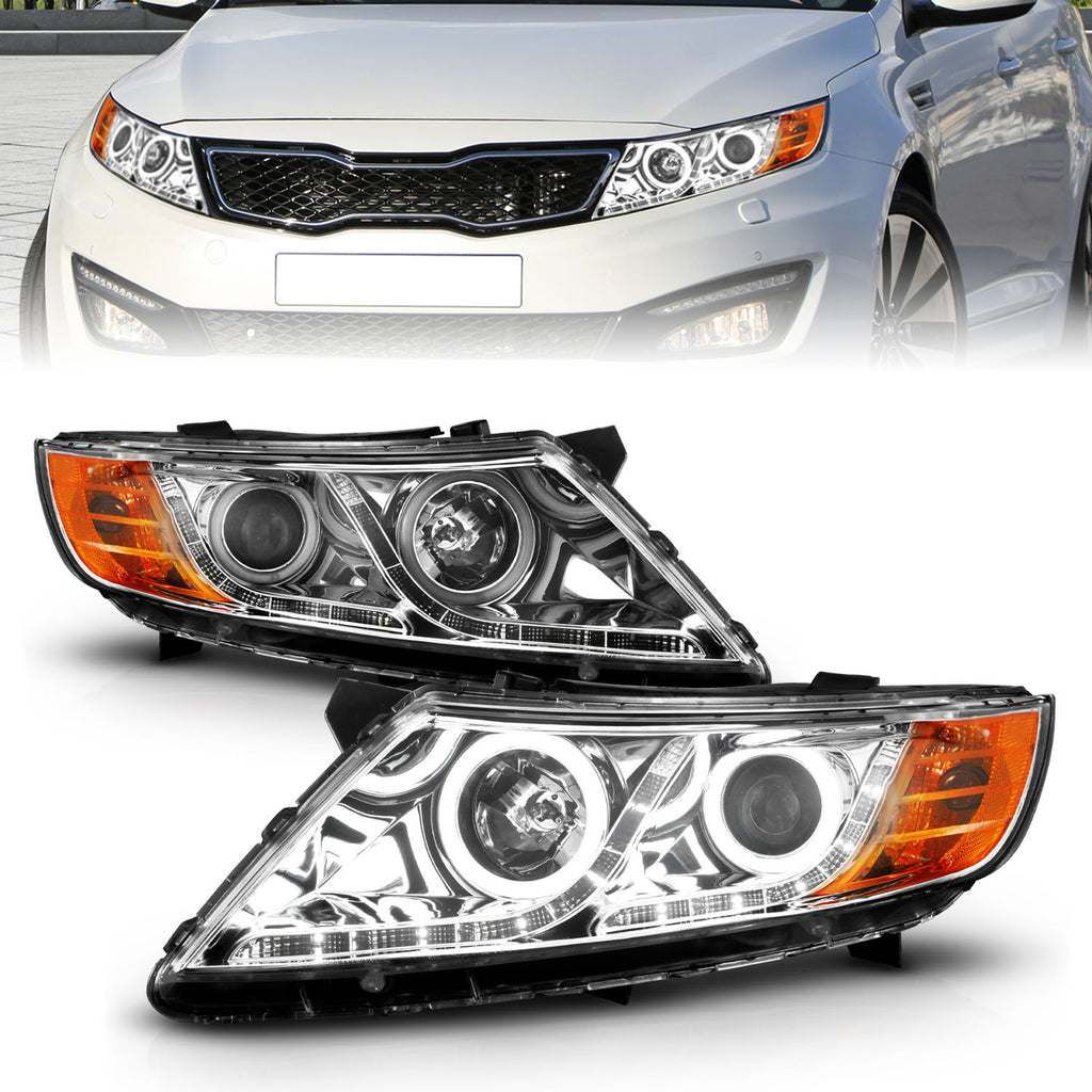 ANZO USA 121459 Projector Headlight Set w/Halo for Select Kia Optima