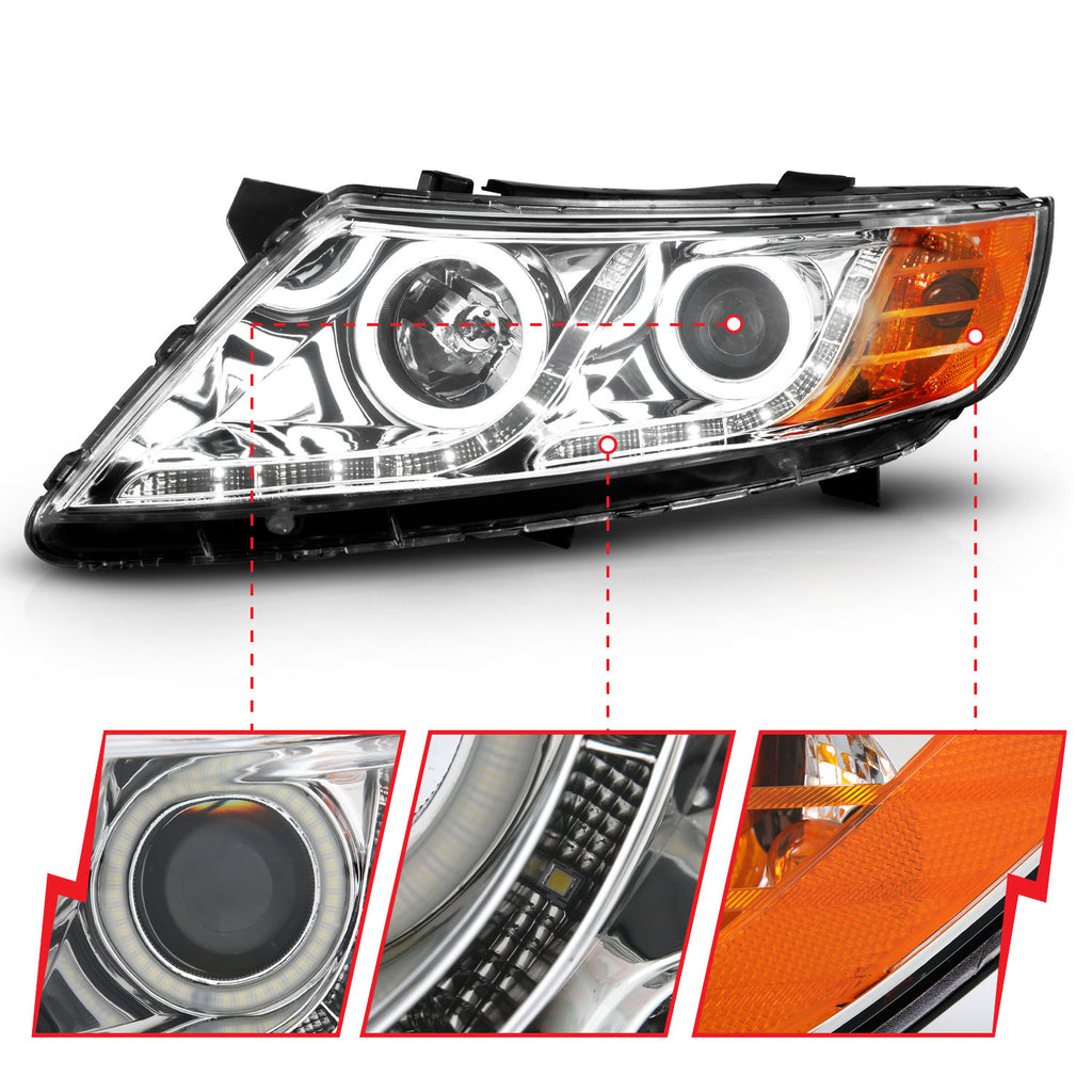 ANZO USA 121459 Projector Headlight Set w/Halo for Select Kia Optima