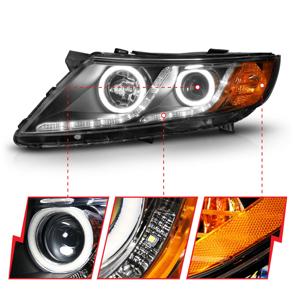ANZO USA 121460 Projector Headlight Set w/Halo for Select Kia Optima