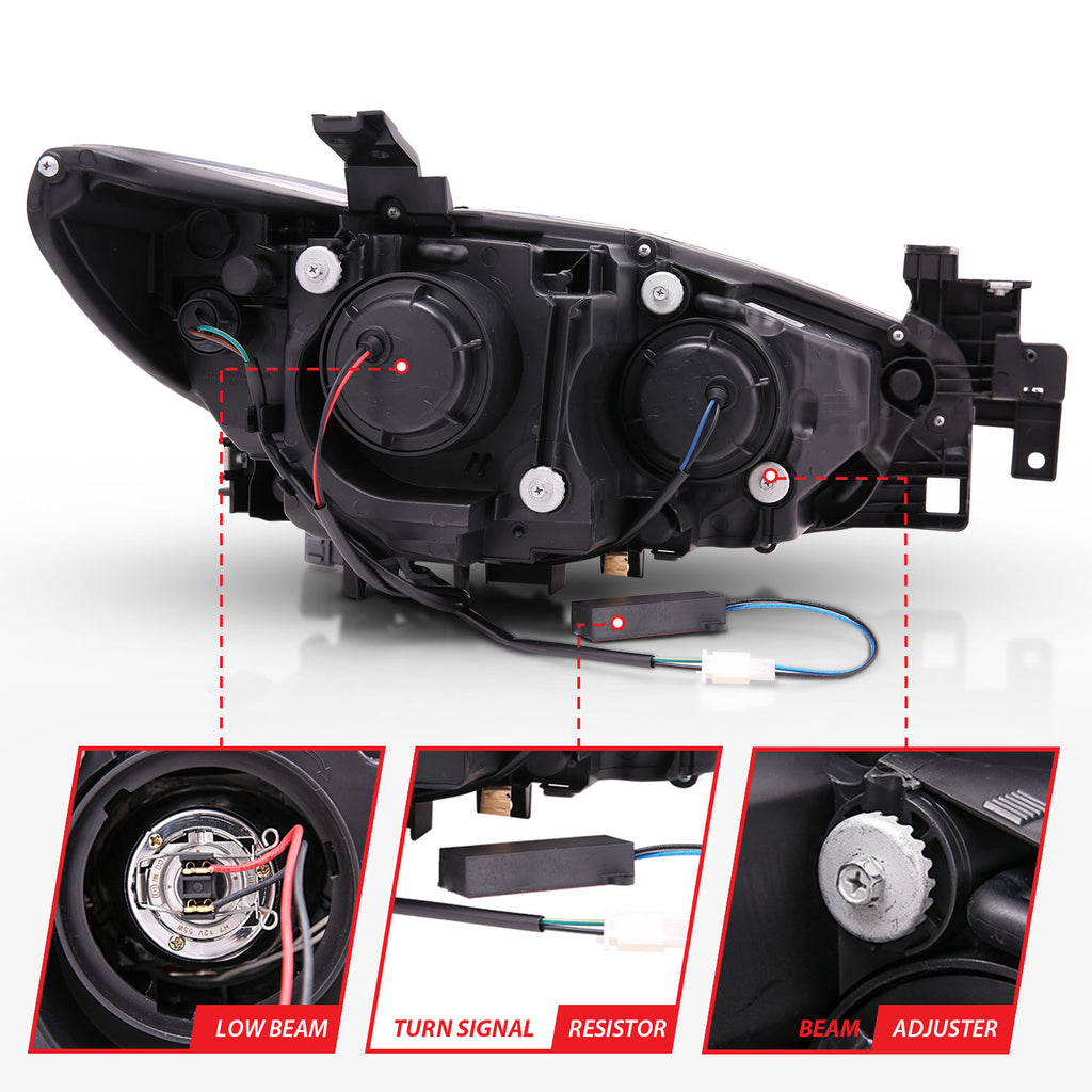ANZO USA 121516 Projector Headlight Set for Select Mazda 6