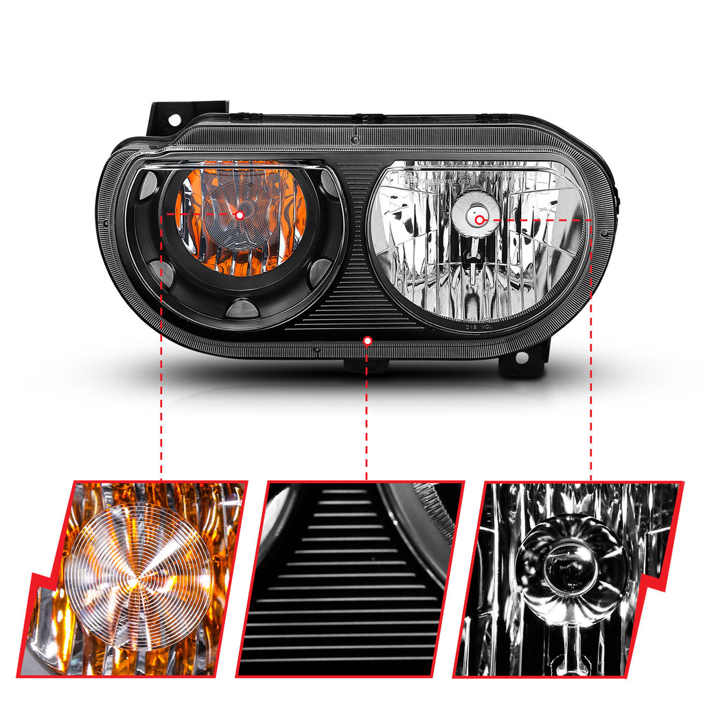 ANZO USA 121526 ANZO USA Crystal Headlights for Select Dodge Challenger