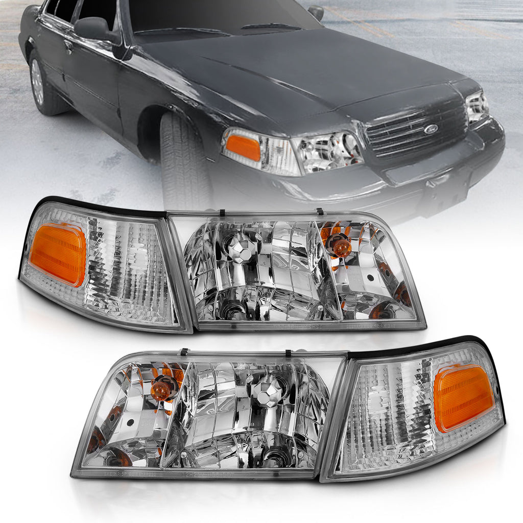 ANZO USA 121556 Crystal Headlights for Select Ford Crown Victoria