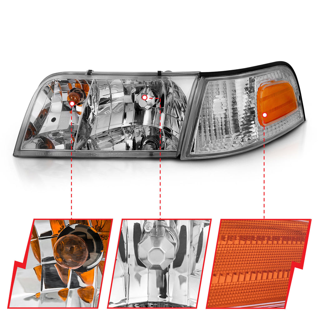 ANZO USA 121556 Crystal Headlights for Select Ford Crown Victoria