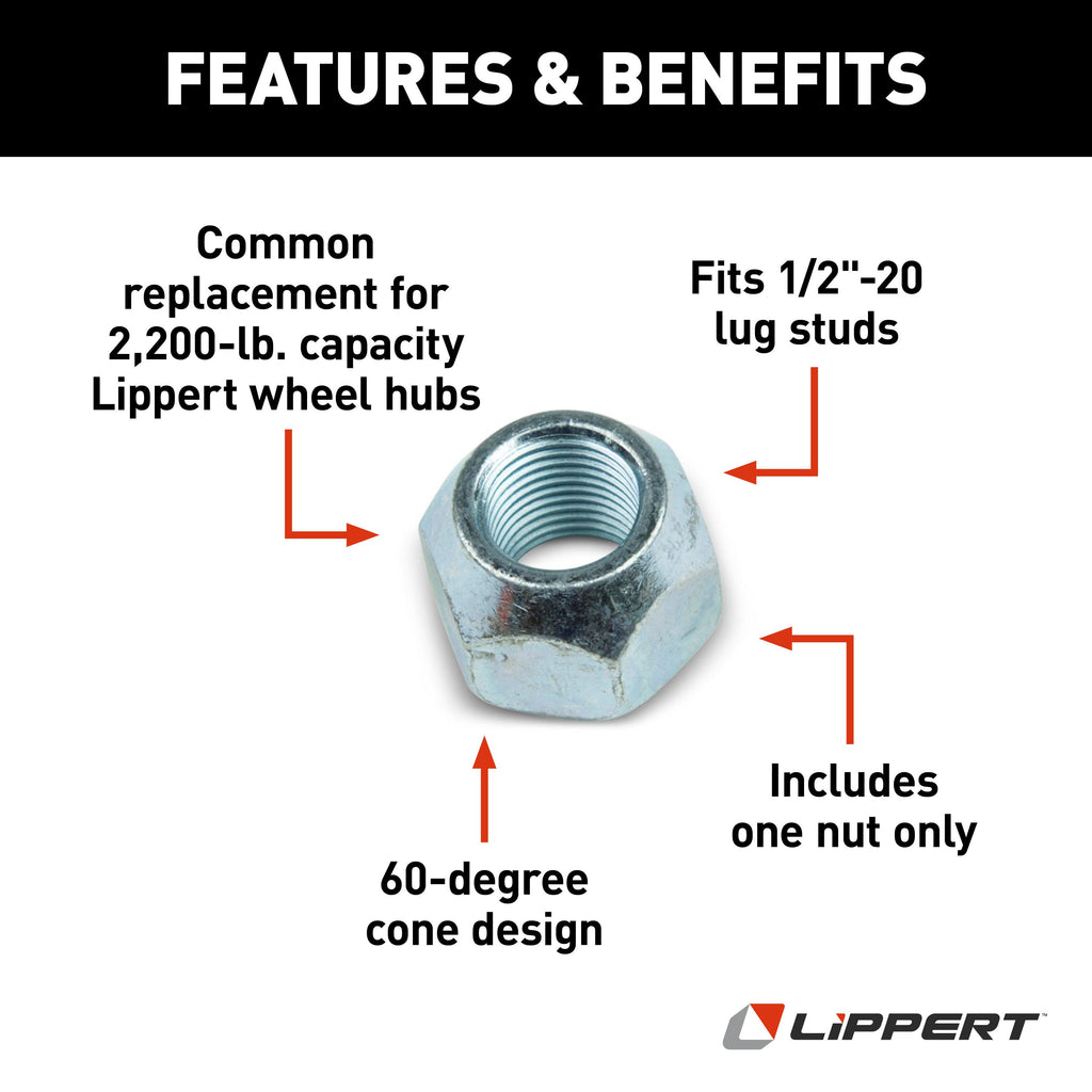 CURT 122076 60° Cone Trailer Lug Nut - 1/2"-20