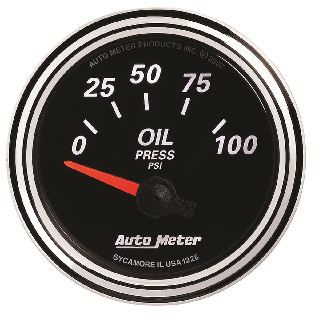 AutoMeter 1228 GAUGE, OIL PRESS, 2 1/16", 100PSI, ELEC, DESIGNER BLACK II