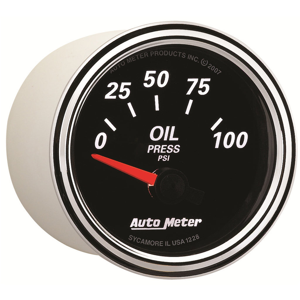 AutoMeter 1228 GAUGE, OIL PRESS, 2 1/16", 100PSI, ELEC, DESIGNER BLACK II