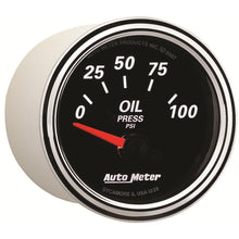 Load image into Gallery viewer, AutoMeter 1228 GAUGE, OIL PRESS, 2 1/16", 100PSI, ELEC, DESIGNER BLACK II