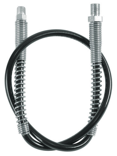 Lincoln Industrial 1236 High Pressure Hose Assembly with Spring Guards, 7/16-28 UNEF (m) x 1/8 Inch NPT(m) threads, 7,500 PSI Max Operating Pressure
