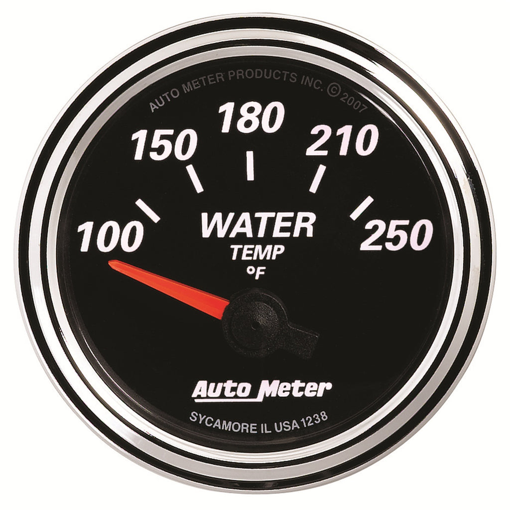 AutoMeter 1238 GAUGE, WATER TEMP, 2 1/16", 250?F, ELEC, DESIGNER BLACK II