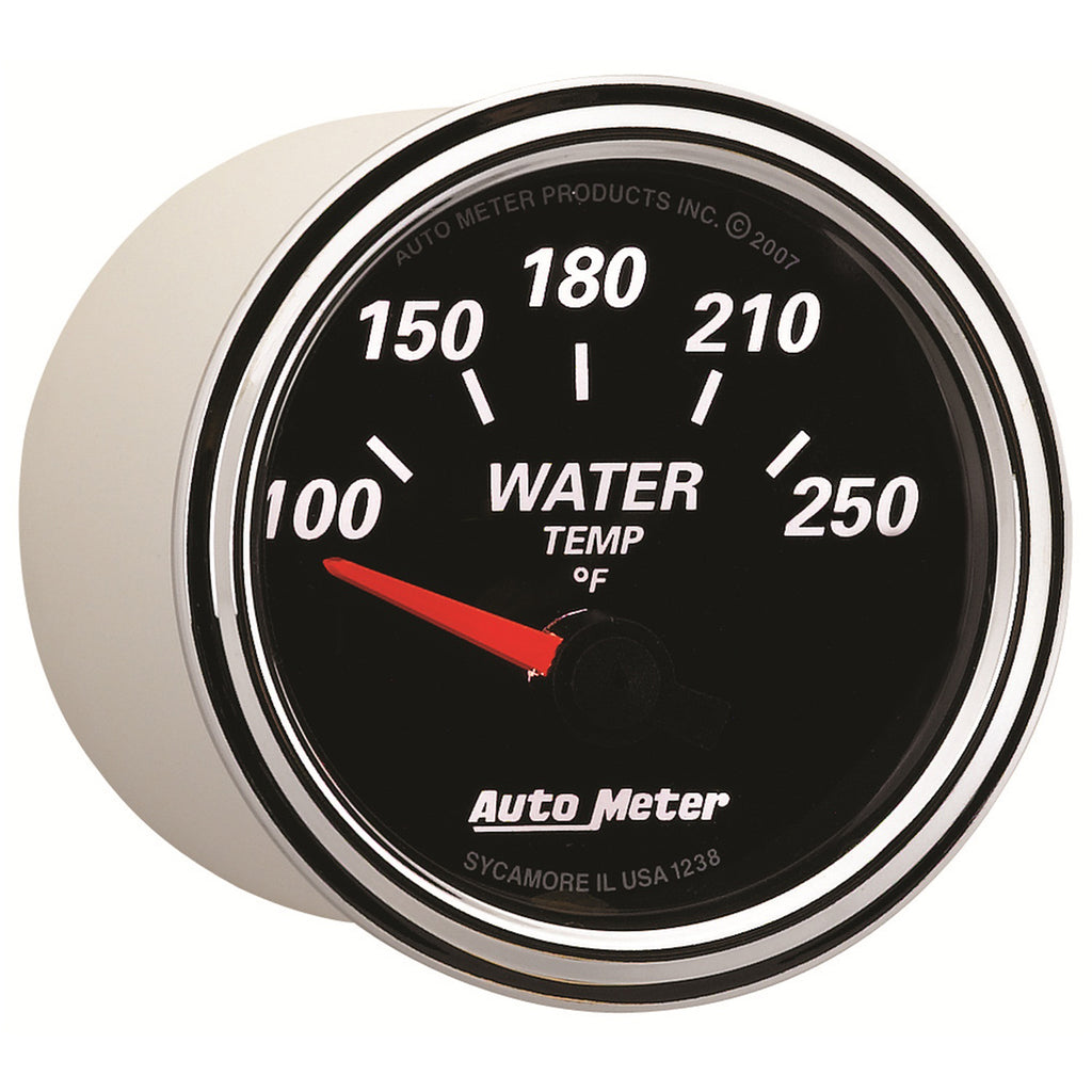 AutoMeter 1238 GAUGE, WATER TEMP, 2 1/16", 250?F, ELEC, DESIGNER BLACK II
