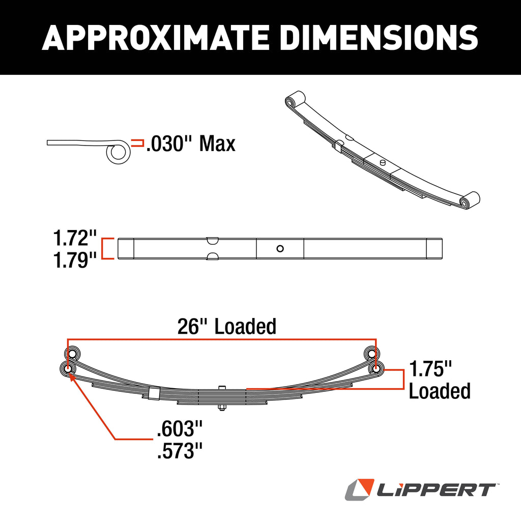 CURT 124903L Trailer Double-Eye Leaf Spring, 1,750-lb. Spring Capacity, 4-Leaf