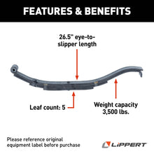 Load image into Gallery viewer, CURT 125250 Trailer Slipper Spring, 2,500-lb., 4-Leaf, 2" Wide x 26-7/8" Long Eye-to-Eye