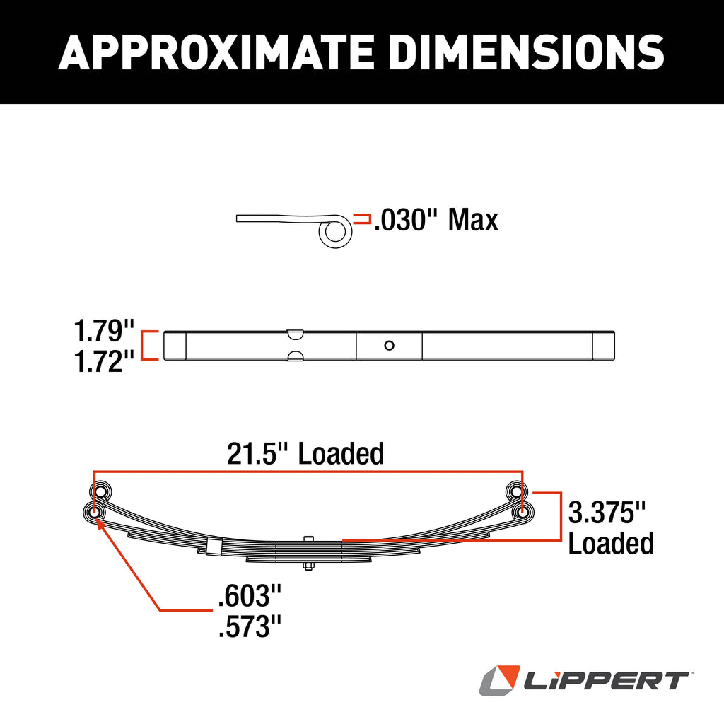 CURT 125269 Trailer Double-Eye Leaf Spring, 1,400-lb. Capacity, 4-Leaf