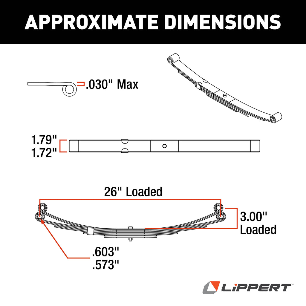 CURT 125797 Trailer Double-Eye Leaf Spring, 2,000-lb. Spring Capacity, 3-Leaf