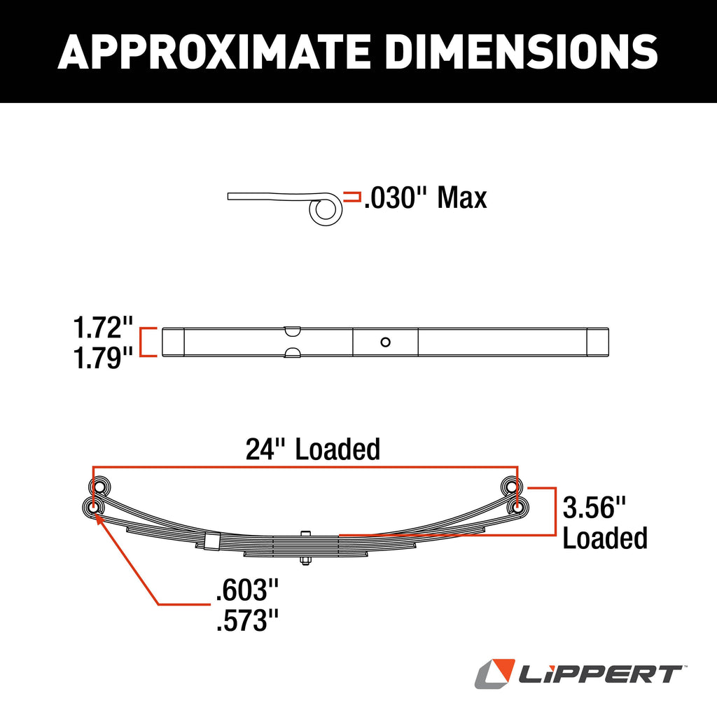 CURT 125799 Trailer Double-Eye Leaf Spring, 2,000-lb. Spring Capacity, 3-Leaf