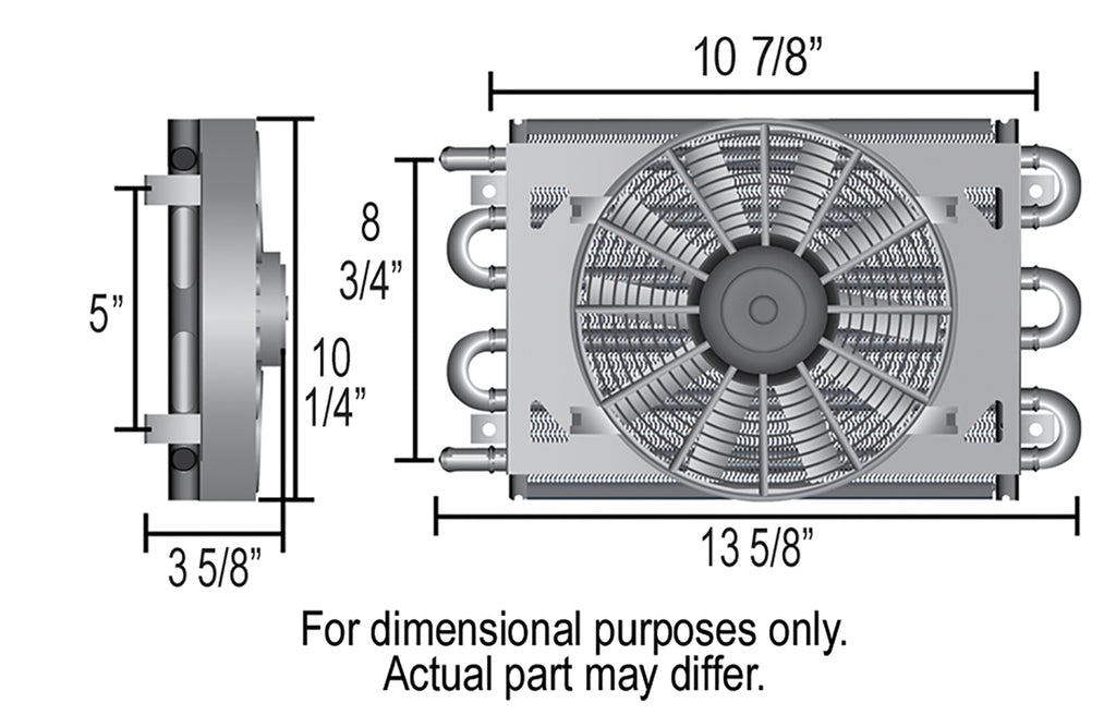 Derale 12732 8 Pass 14" Dyno-Cool Remote Cooler, -6AN