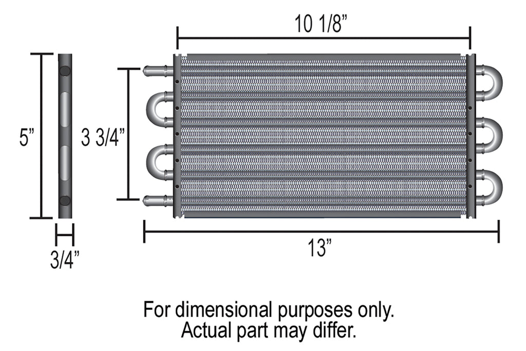Derale 12901 4 Pass 13" Dyno-Cool Series 6000 Aluminum Transmission Cooler for Select American Motors Concord, Chevrolet Aveo, Chevrolet Aveo5, Chevrolet Prizm, Chrysler 200, Chrysler Cirrus, Chrysler E Class, Chrysler Laser, Chrysler LeBaron, Chrysler