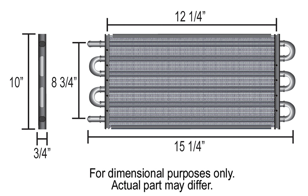 Derale 12904 8 Pass 15" Dyno-Cool Series 6000 Aluminum Transmission Cooler for Select Daimler SP250