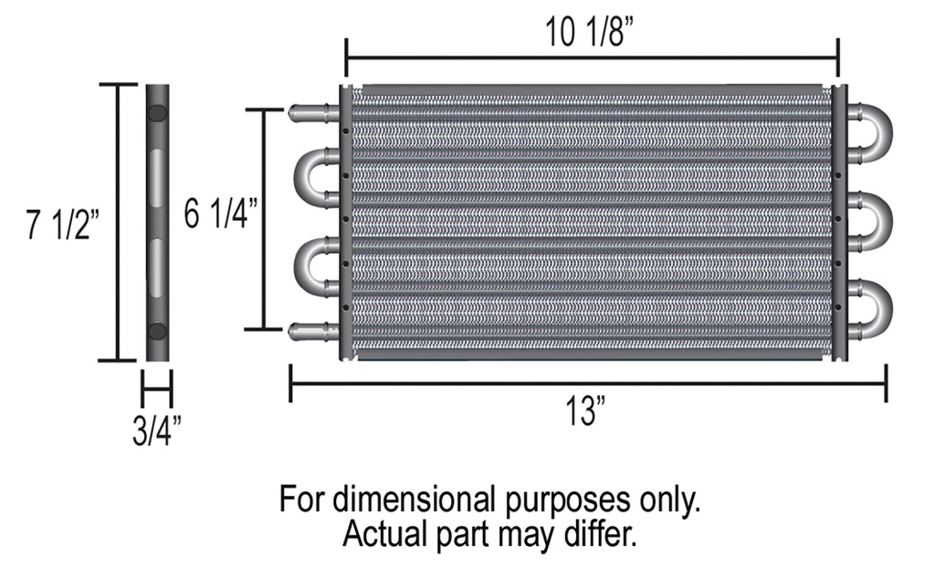 Derale 12906 6 Pass 13" Dyno-Cool Series 6000 Aluminum Transmission Cooler for Select DeSoto Adventurer, DeSoto Firedome, DeSoto Fireflite, DeSoto Firesweep, DeSoto Powermaster, DeSoto S-11, DeSoto S-13, DeSoto S-14, DeSoto S-15