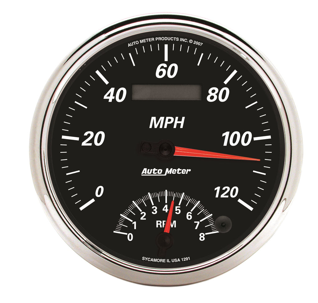 AutoMeter 1291 GAUGE, TACH/SPEEDO, 5", 120MPH & 8K RPM, ELEC. PROGRAM, DESIGNER BLACK II