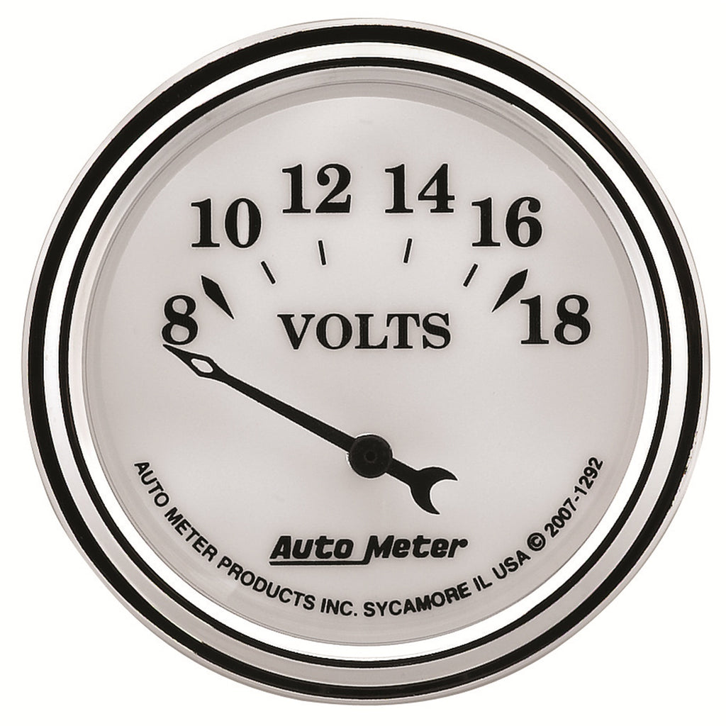 AutoMeter 1292 GAUGE, VOLTMETER, 2 1/16", 18V, ELEC, OLD TYME WHITE II