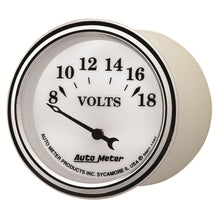 Load image into Gallery viewer, AutoMeter 1292 GAUGE, VOLTMETER, 2 1/16", 18V, ELEC, OLD TYME WHITE II