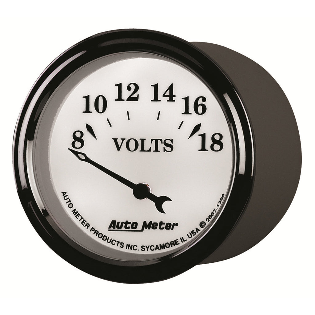 AutoMeter 1292 GAUGE, VOLTMETER, 2 1/16", 18V, ELEC, OLD TYME WHITE II
