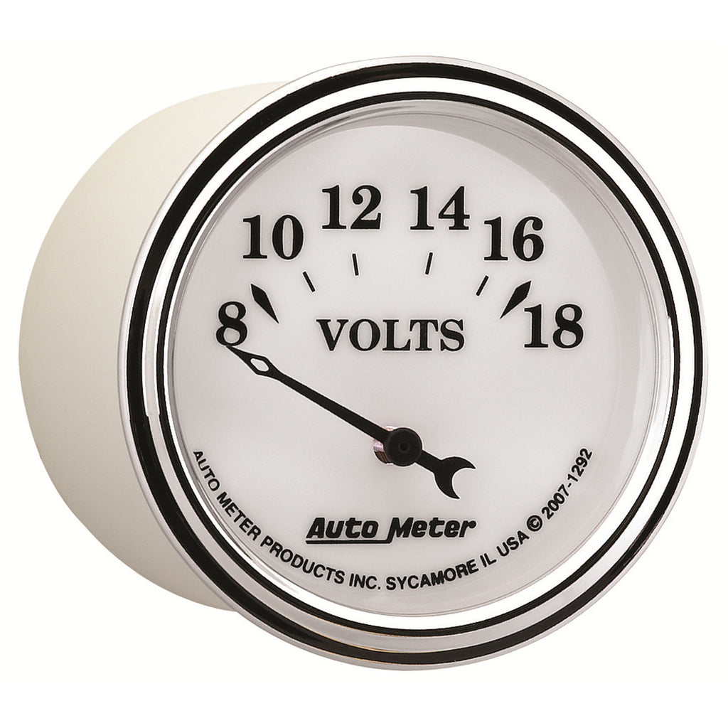 AutoMeter 1292 GAUGE, VOLTMETER, 2 1/16", 18V, ELEC, OLD TYME WHITE II