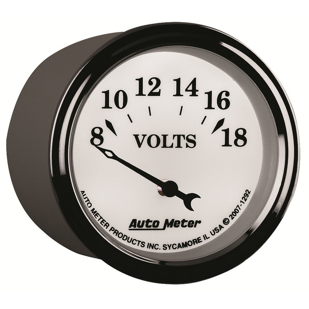 AutoMeter 1292 GAUGE, VOLTMETER, 2 1/16", 18V, ELEC, OLD TYME WHITE II