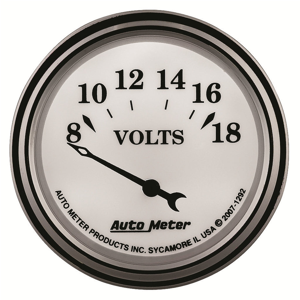 AutoMeter 1292 GAUGE, VOLTMETER, 2 1/16", 18V, ELEC, OLD TYME WHITE II