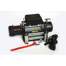 Load image into Gallery viewer, 12V-Electric-12K-Lb-Cap-94-Ft-Wire-Rope-Roller-Fairlead-Wired-Remote