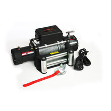 Load image into Gallery viewer, 12V-Electric-8K-Lb-Cap-94-Ft-Wire-Rope-Roller-Fairlead-Wired-Remote