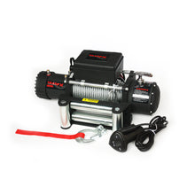 Load image into Gallery viewer, 12V-Electric-8K-Lb-Cap-94-Ft-Wire-Rope-Roller-Fairlead-Wired-Remote