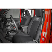 Load image into Gallery viewer, ~(13-Lbs.-27X20x9)~-Jeep-Neoprene-Seat-Cover-Set-W-Rear-Cup-Holder-Black-(2020-Gladiator-Jt)