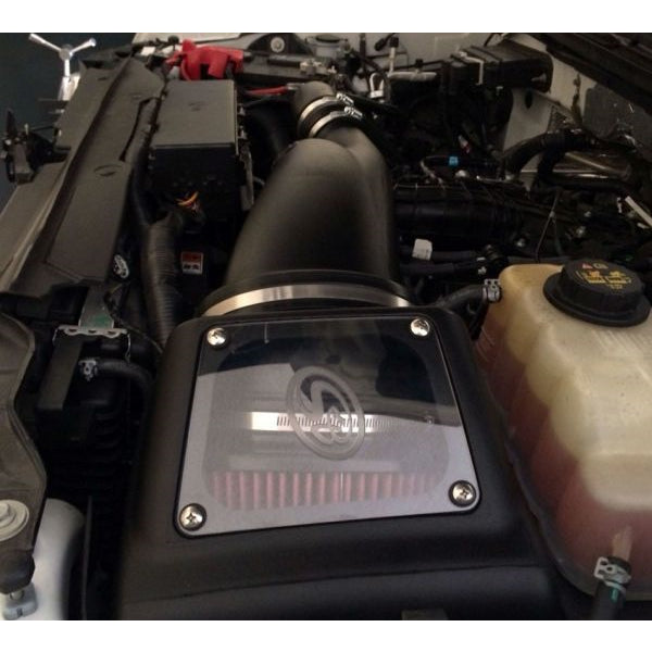 ~(13.2-Lbs.-24X15x14)~-Cold-Air-Intake-For-11-14-Ford-F150-V6-3.5L-Ecoboost-Oiled-Cotton-Cleanable-Red-S-B