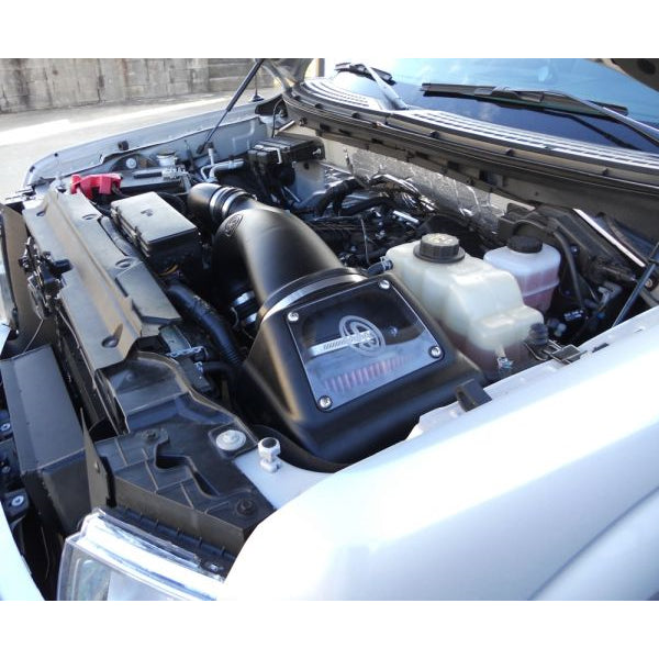 ~(13.2-Lbs.-24X15x14)~-Cold-Air-Intake-For-11-14-Ford-F150-V6-3.5L-Ecoboost-Dry-Dry-Extendable-White-S-B