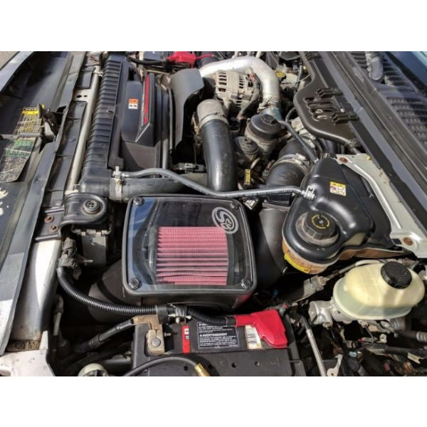 ~(13.4-Lbs.-24X15x14)~-Cold-Air-Intake-For-03-07-Ford-F250-F350-F450-F550-V8-6.0L-Powerstroke-Dry-Extendable-White-S-B