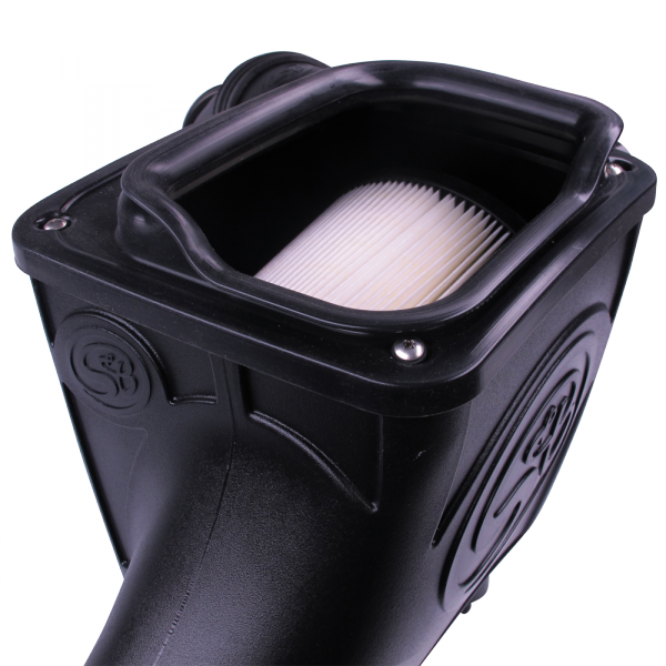~(13.4-Lbs.-24X15x14)~-Cold-Air-Intake-For-03-07-Ford-F250-F350-F450-F550-V8-6.0L-Powerstroke-Dry-Extendable-White-S-B