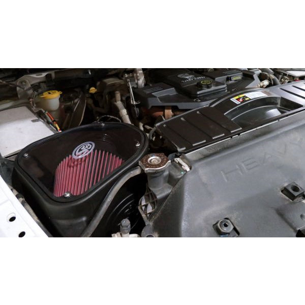 ~(13.8-Lbs.-24X15x14)~-Cold-Air-Intake-For-10-12-Dodge-Ram-2500-3500-6.7L-Cummins-Cotton-Cleanable-Red-S-B