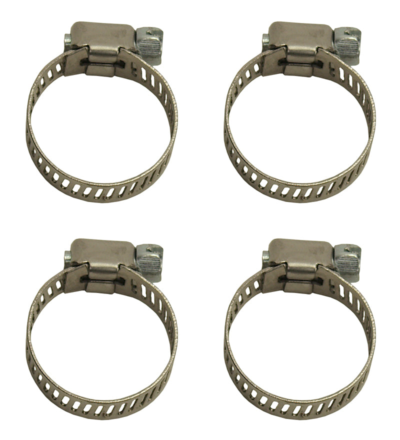 Derale 13008 Stainless Steel Worm Gear 5/16" Band 4 Piece Hose Clamp Set