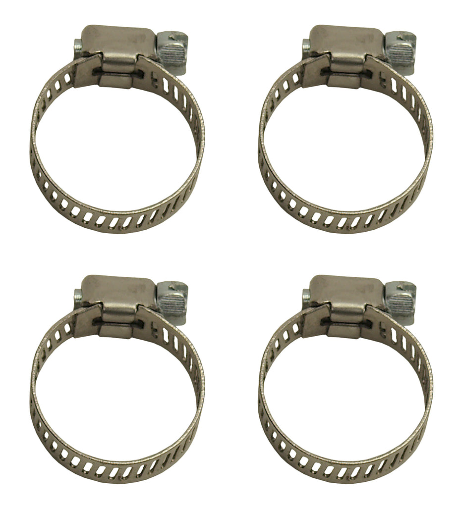 Derale 13008 Stainless Steel Worm Gear 5/16" Band 4 Piece Hose Clamp Set
