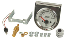 Load image into Gallery viewer, Derale 13009 Lighted Black on White 2-1/16" Electric Oil Temperature Gauge Kit