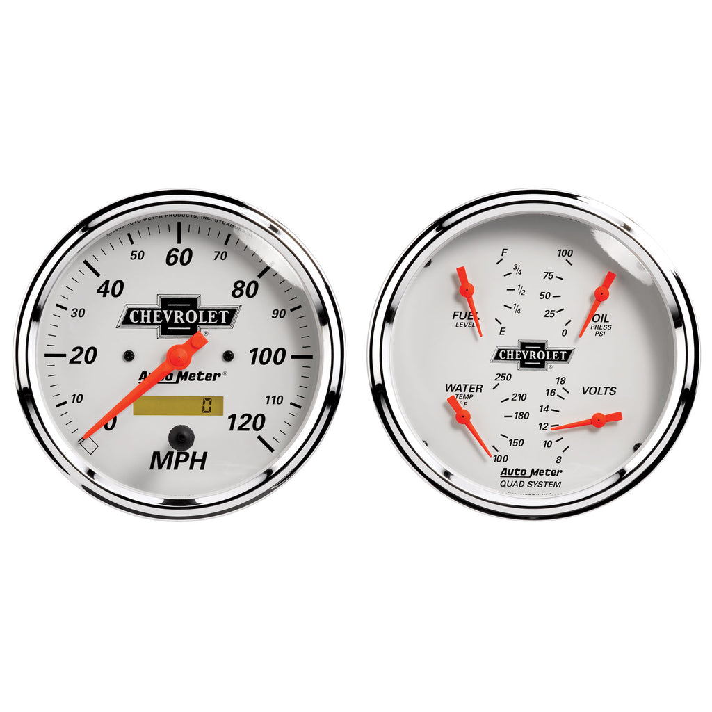 AutoMeter 1303-00408 GAUGE KIT, 2 PC., QUAD & SPEEDOMETER, 5", CHEVROLET HERITAGE BOWTIE