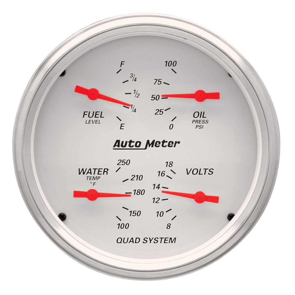 AutoMeter 1303 GAUGE KIT, 2 PC., QUAD & SPEEDOMETER, 5", ARCTIC WHITE