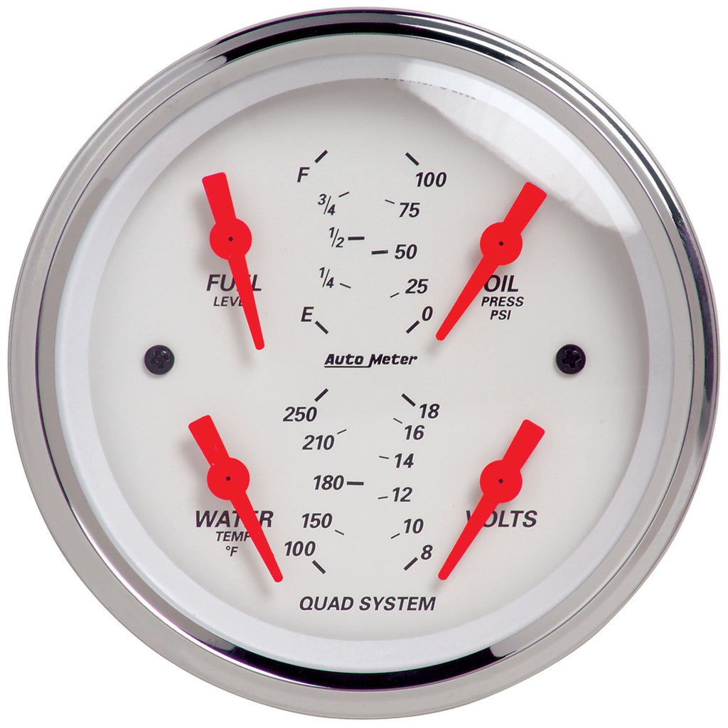 AutoMeter 1312 GAUGE, QUAD, 3 3/8", 240OE-33OF, ELEC, ARCTIC WHITE