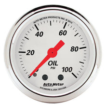 Load image into Gallery viewer, AutoMeter 1321 GAUGE, OIL PRESS, 2 1/16", 100PSI, MECH, ARCTIC WHITE