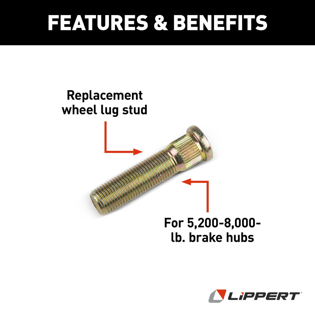 CURT 132624 Wheel Lug Stud - 9/16"-18 x 2.31", Zinc #132624