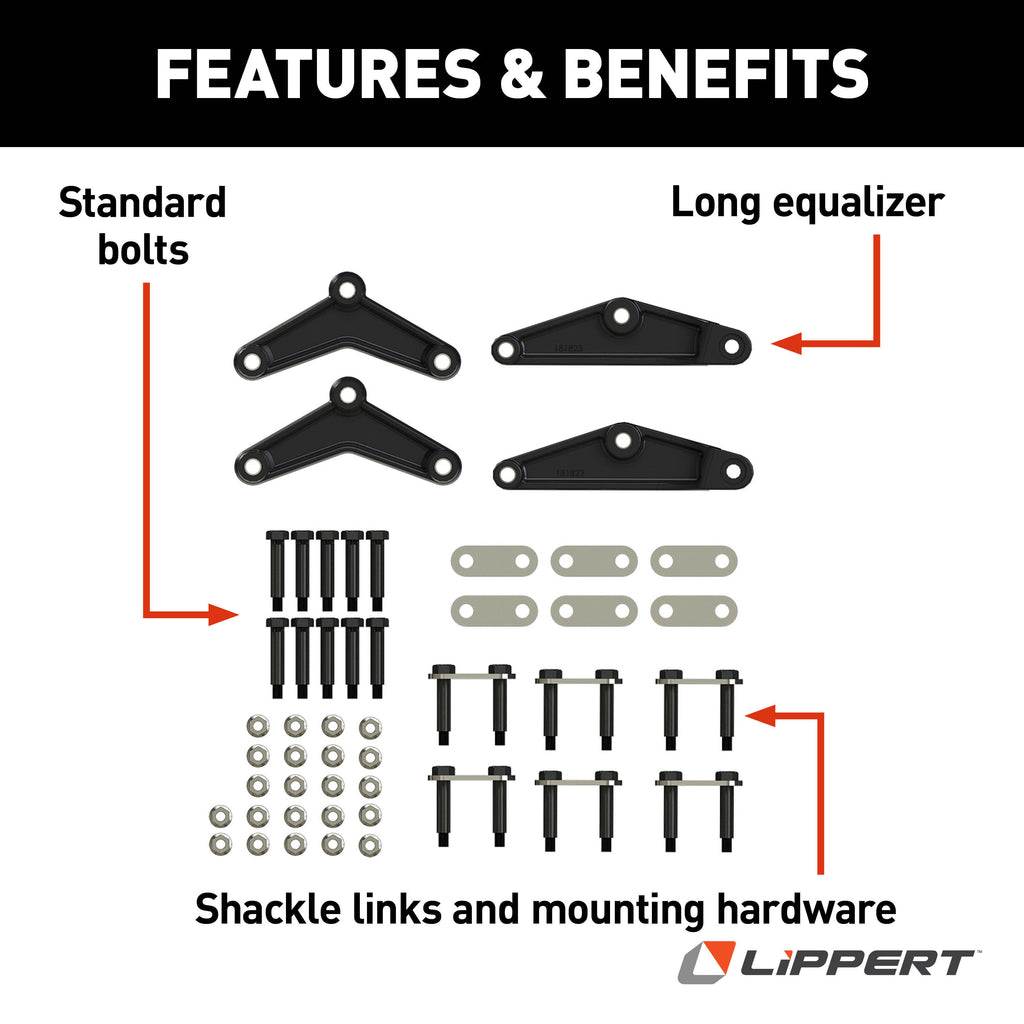 CURT 132698 Axle Double-Eye Suspension Kit, 2,200-8,000-lb. Triple Axles, 35" Axle Spacing