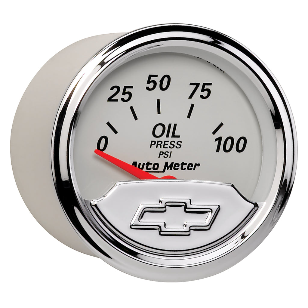 AutoMeter 1327-00408 GAUGE, OIL PRESS, 2 1/16", 100PSI, ELEC, CHEVROLET HERITAGE BOWTIE
