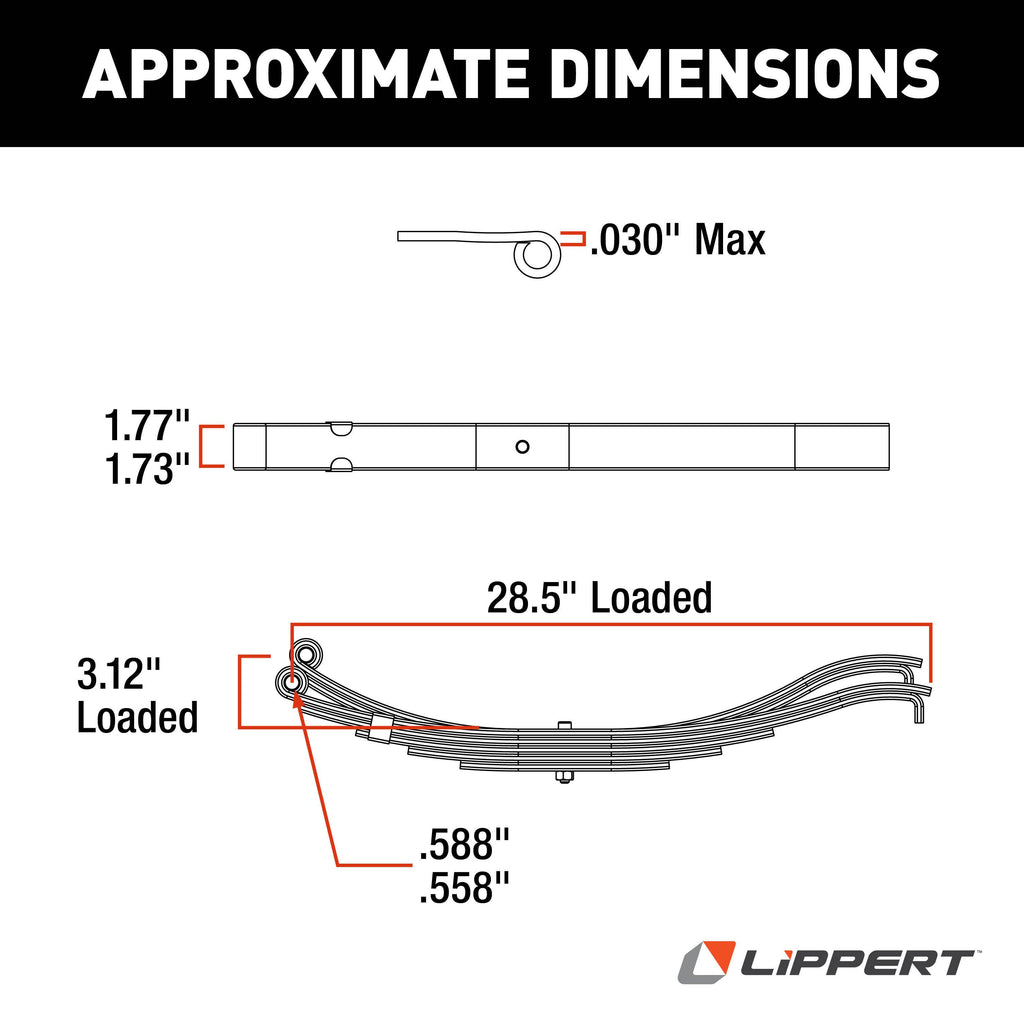 CURT 132819 Trailer Slipper Spring, 1,000-lb., 2-Leaf, 1-3/4" Wide x 27" Long Eye-to-Eye